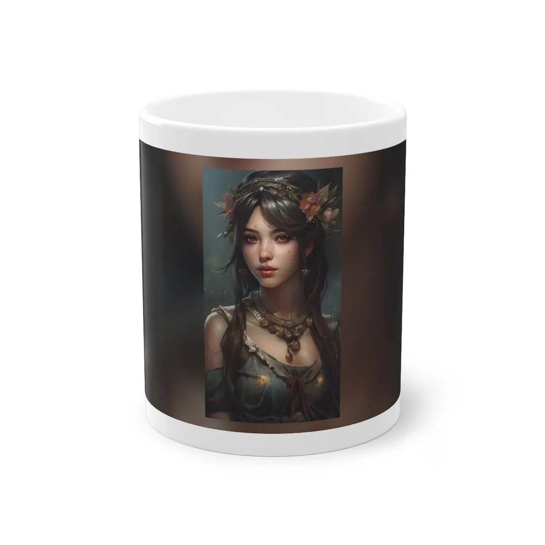 Realistic Female Portrait: Black Haired Beauty - Mug