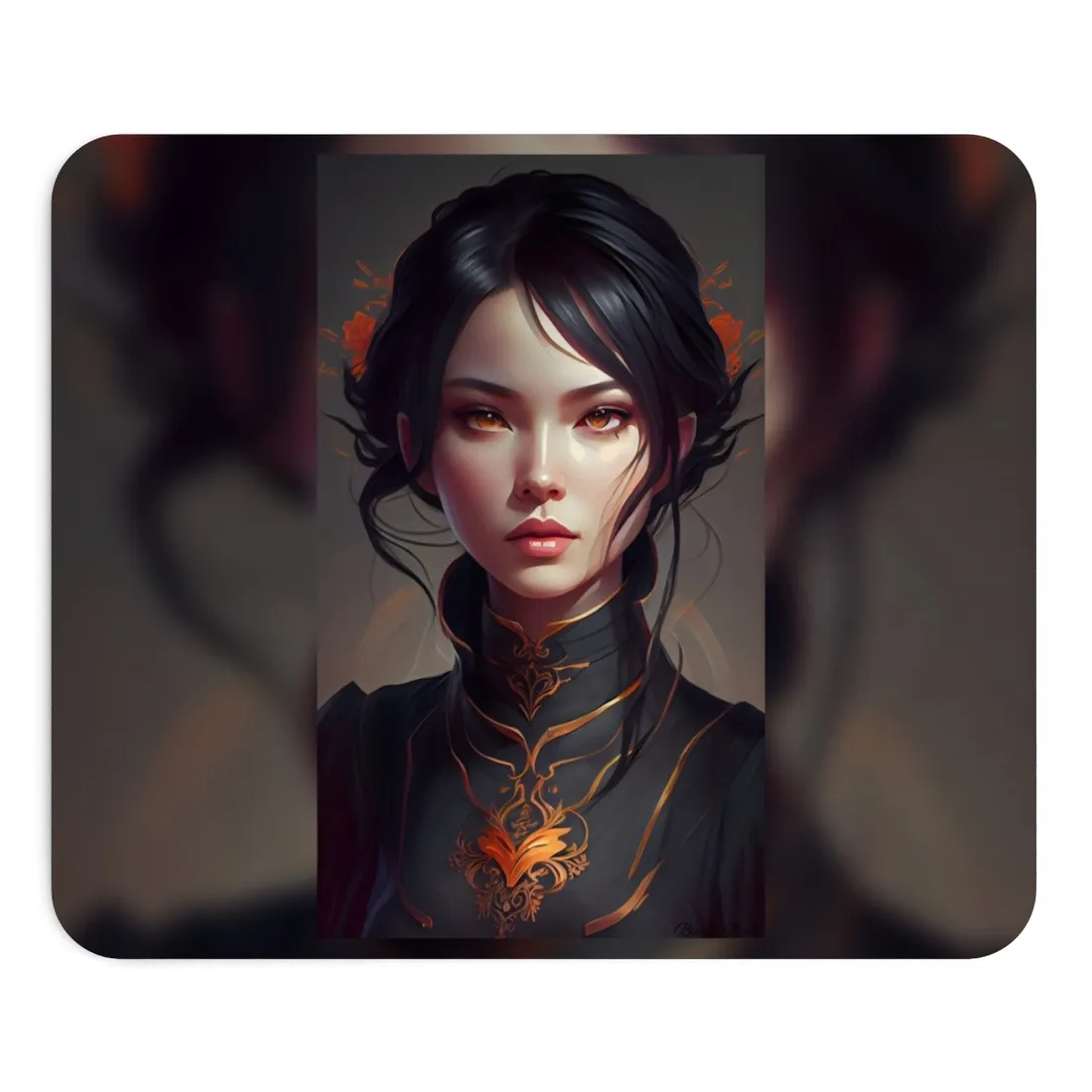 Realistic Female Portrait in Elegant Dress - Mouse Pad