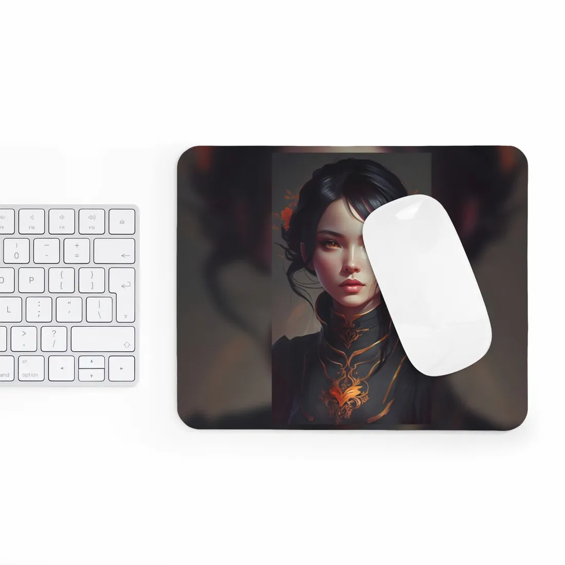 Realistic Female Portrait in Elegant Dress - Mouse Pad