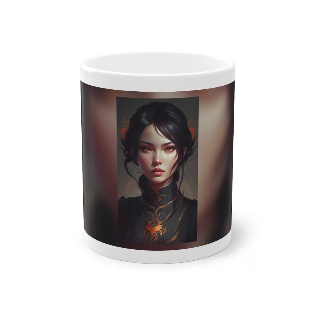 Realistic Female Portrait in Elegant Dress - Mug