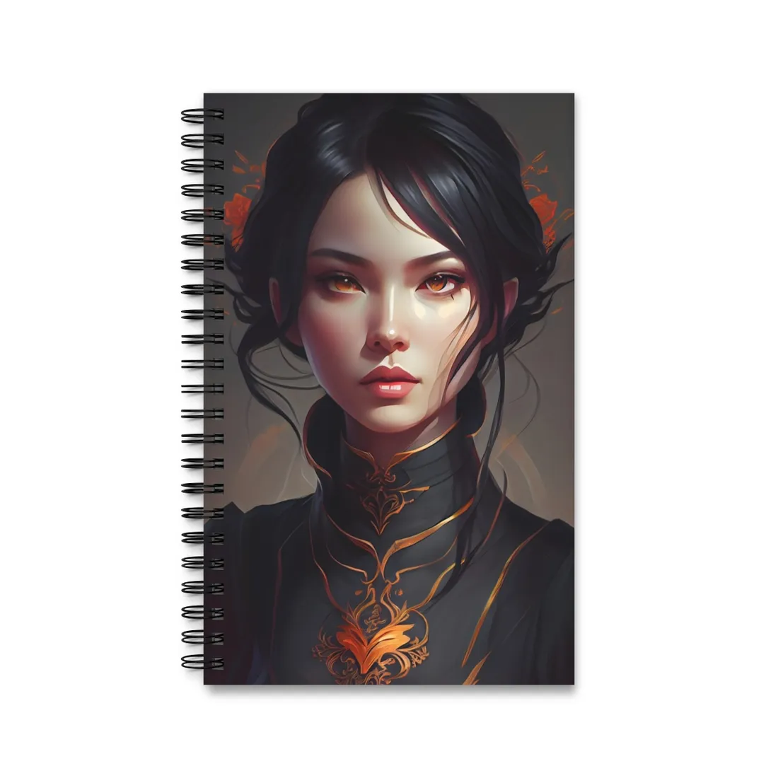 Realistic Female Portrait in Elegant Dress - Spiral Notebook