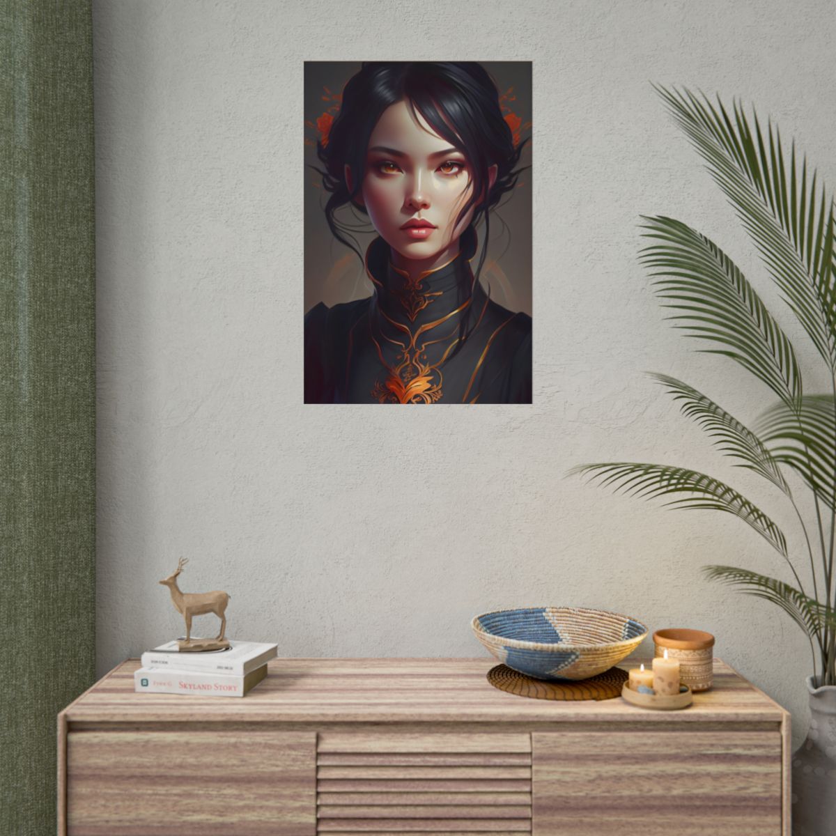 Realistic Female Portrait in Elegant Dress - Poster