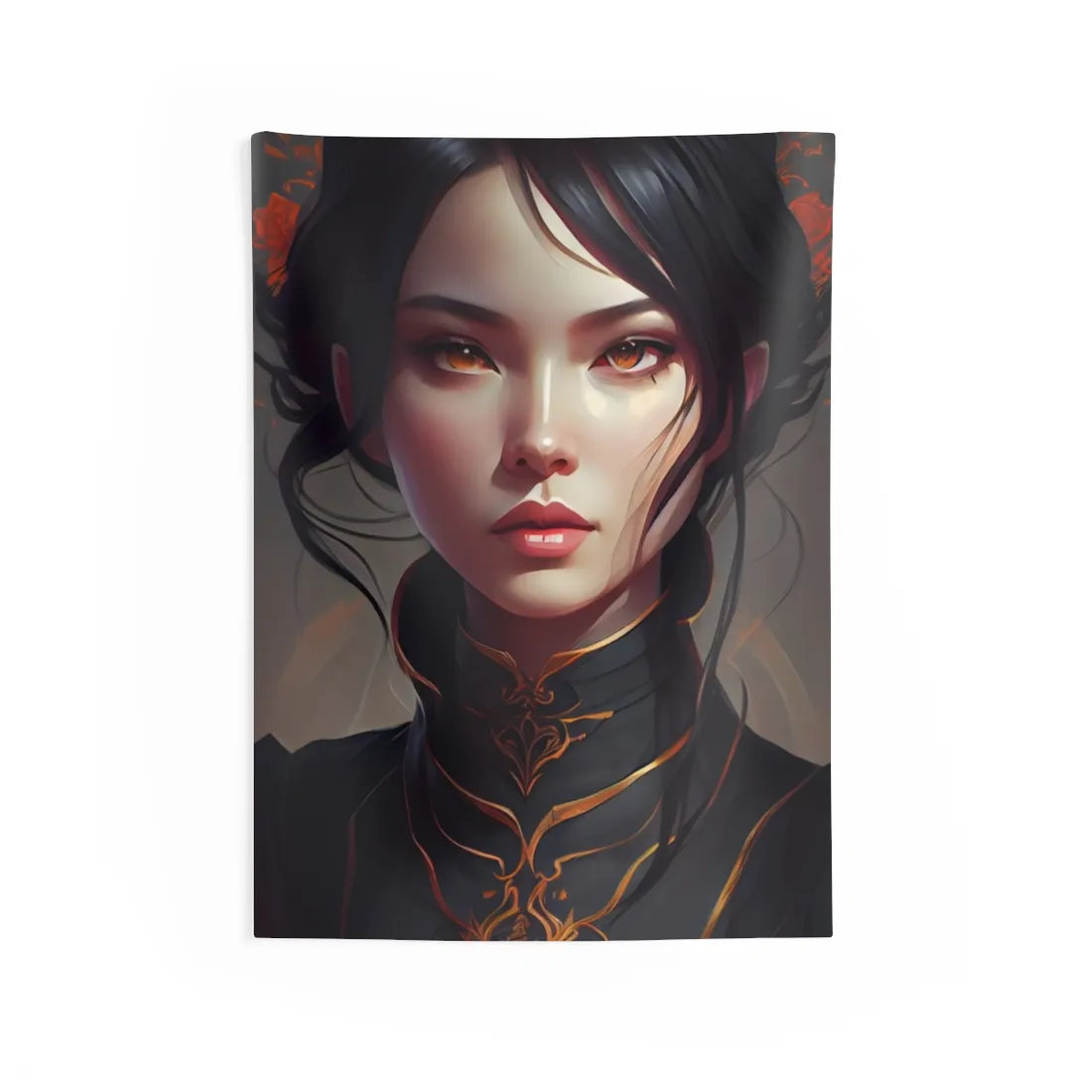 Realistic Female Portrait in Elegant Dress - Wall Tapestry