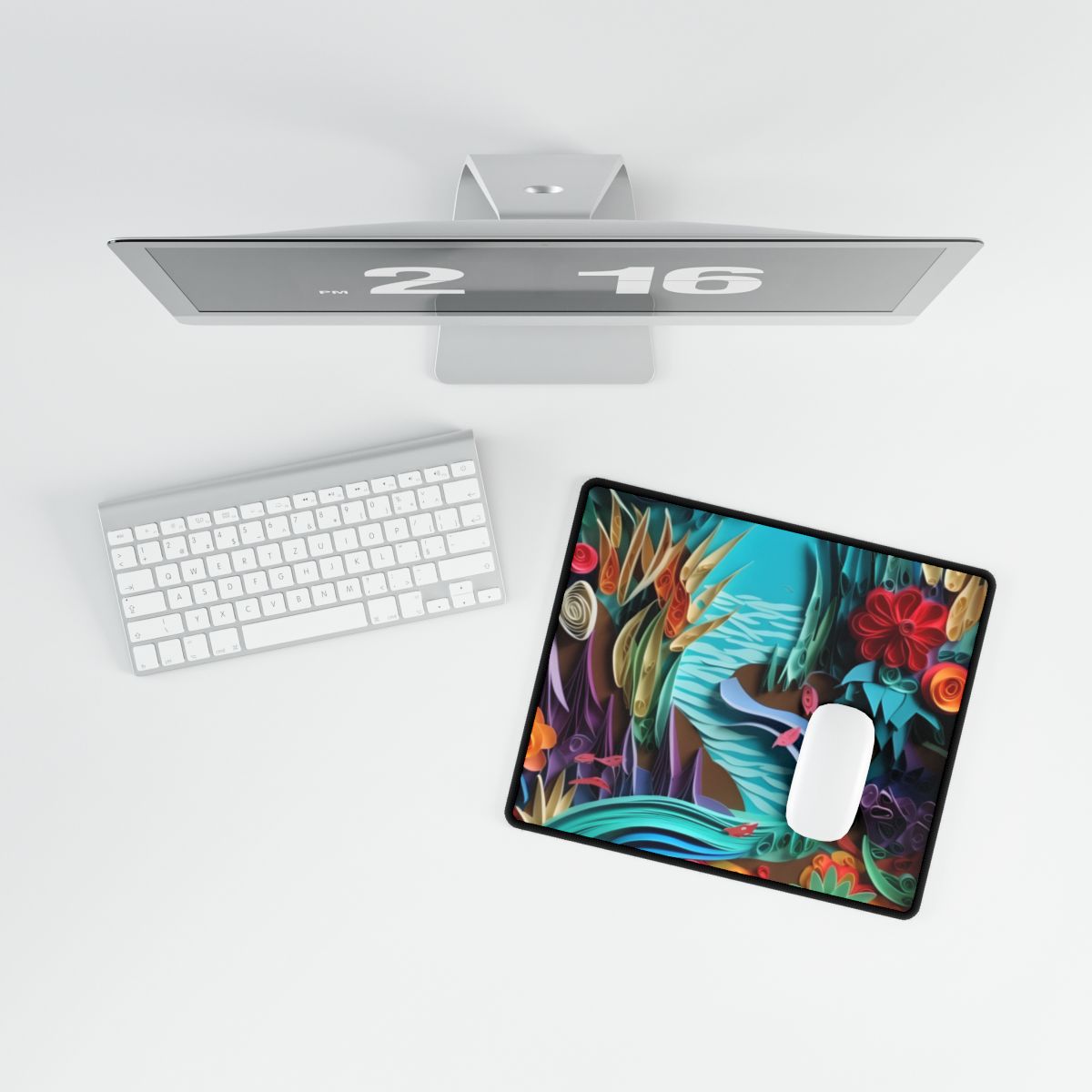 Realistic Paper Quilling Beach Landscape: Artwork - Desk Mat