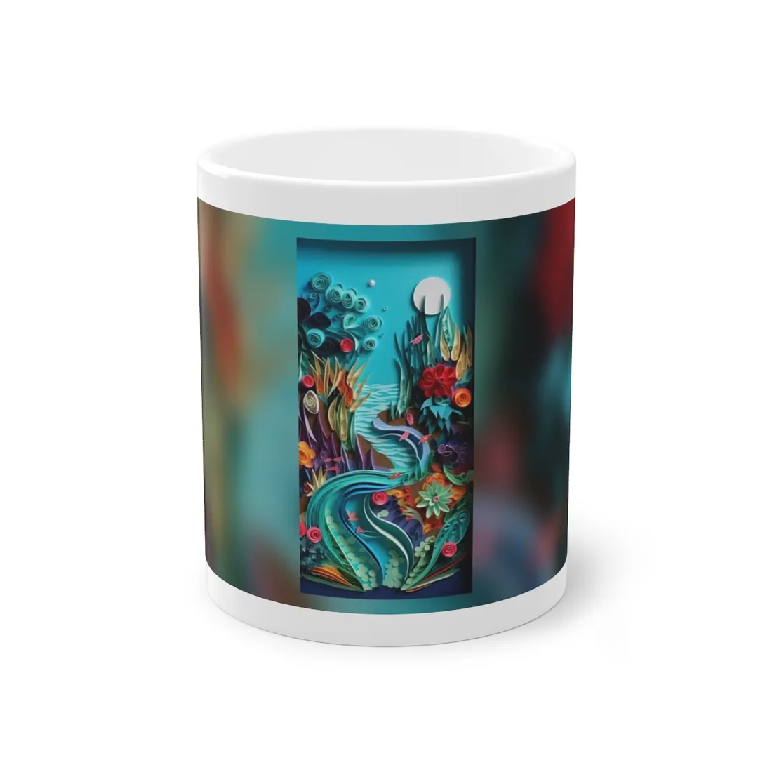 Realistic Paper Quilling Beach Landscape - Mug