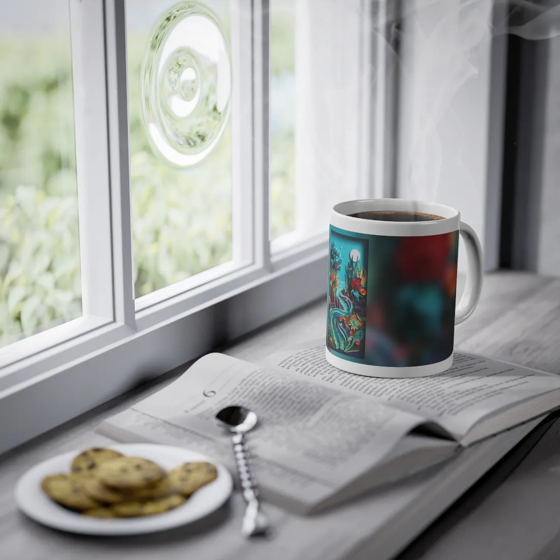 Realistic Paper Quilling Beach Landscape - Mug