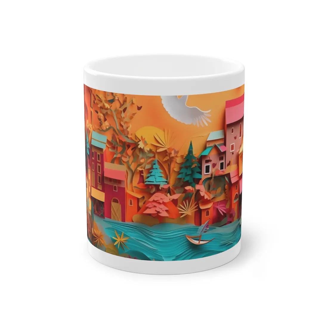 Realistic Quilled Paper Bird: Brown Beige - Mug