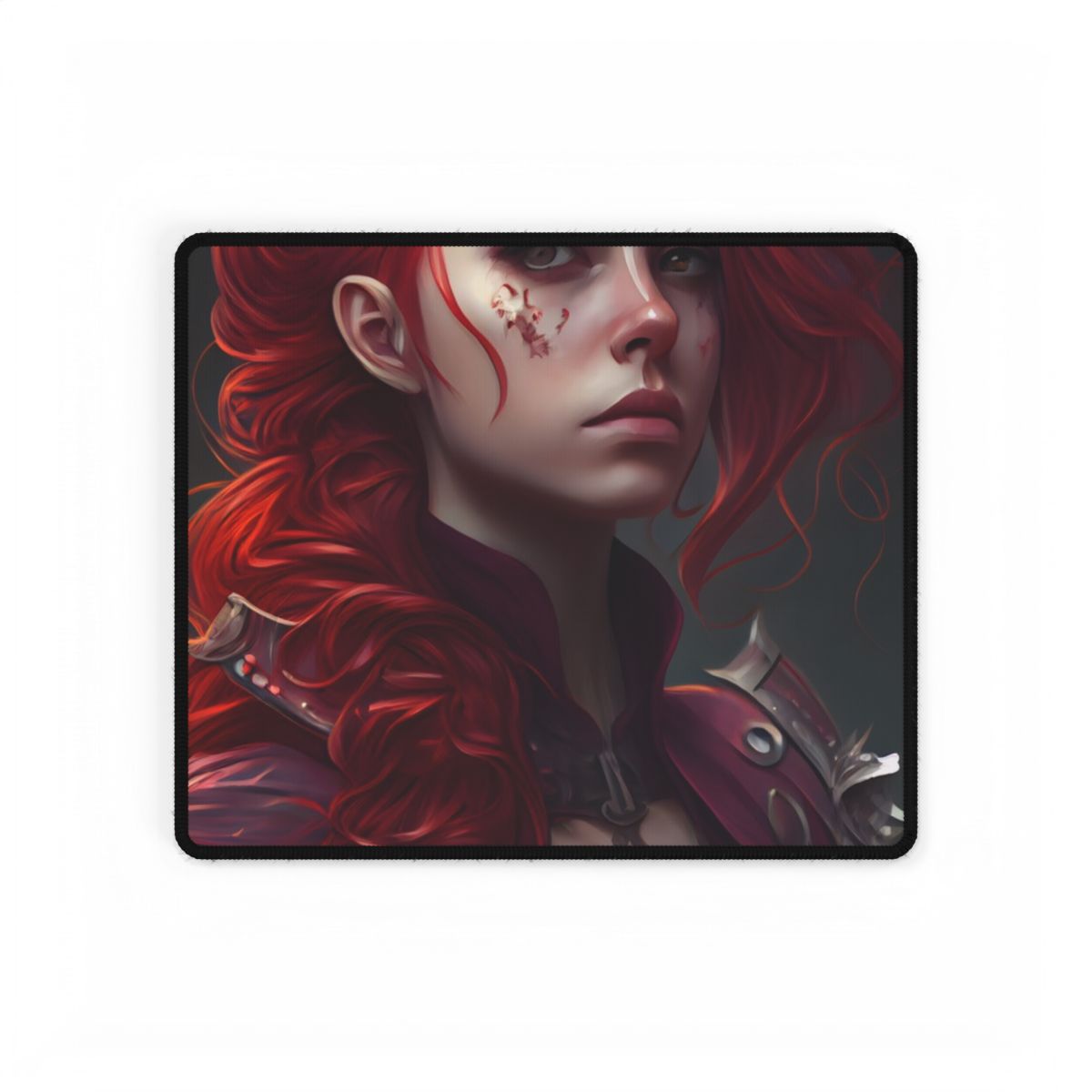 Realistic Red Hair Portrait: Soft Light Artwork - Desk Mat