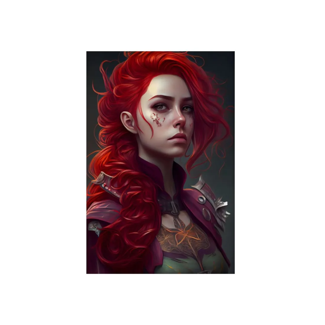 Realistic Red Hair Portrait: Soft Light - Metal Poster