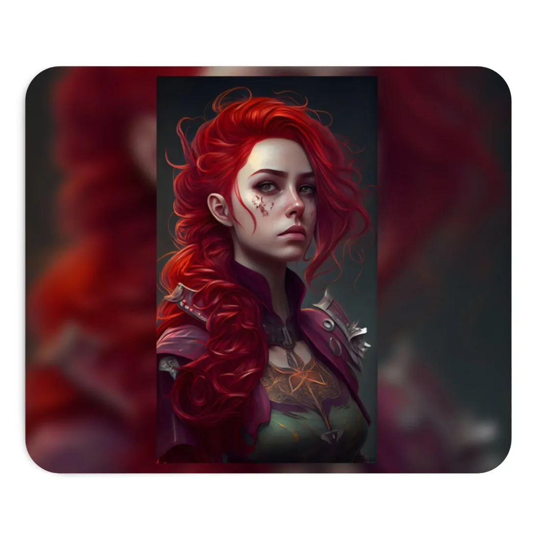 Realistic Red Hair Portrait: Soft Light - Mouse Pad