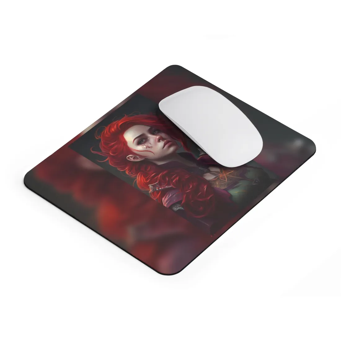 Realistic Red Hair Portrait: Soft Light - Mouse Pad