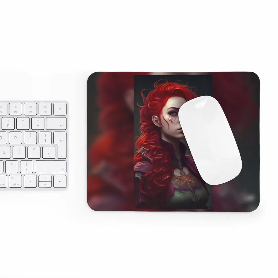 Realistic Red Hair Portrait: Soft Light - Mouse Pad
