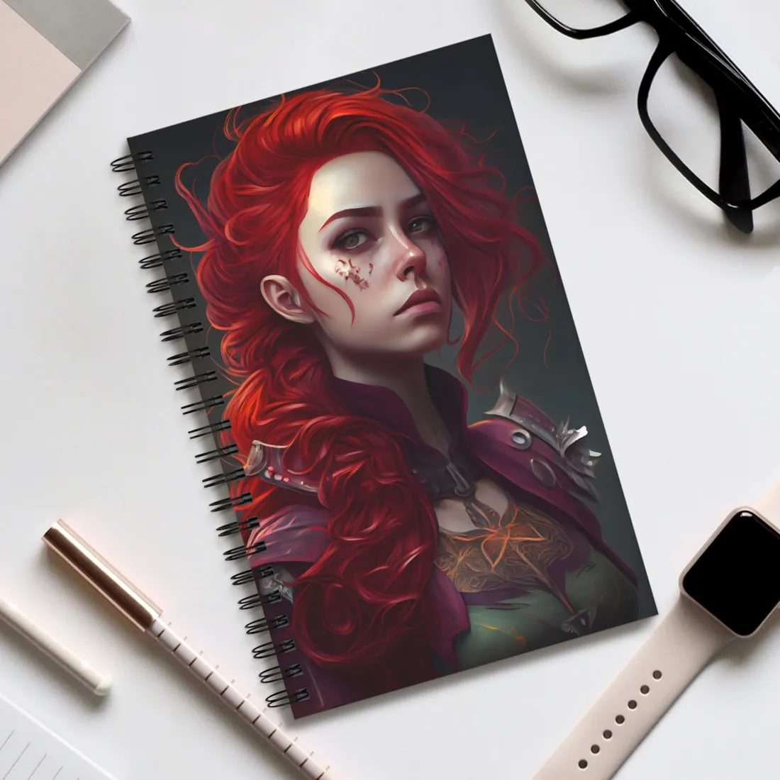 Realistic Red Hair Portrait: Soft Light - Spiral Notebook