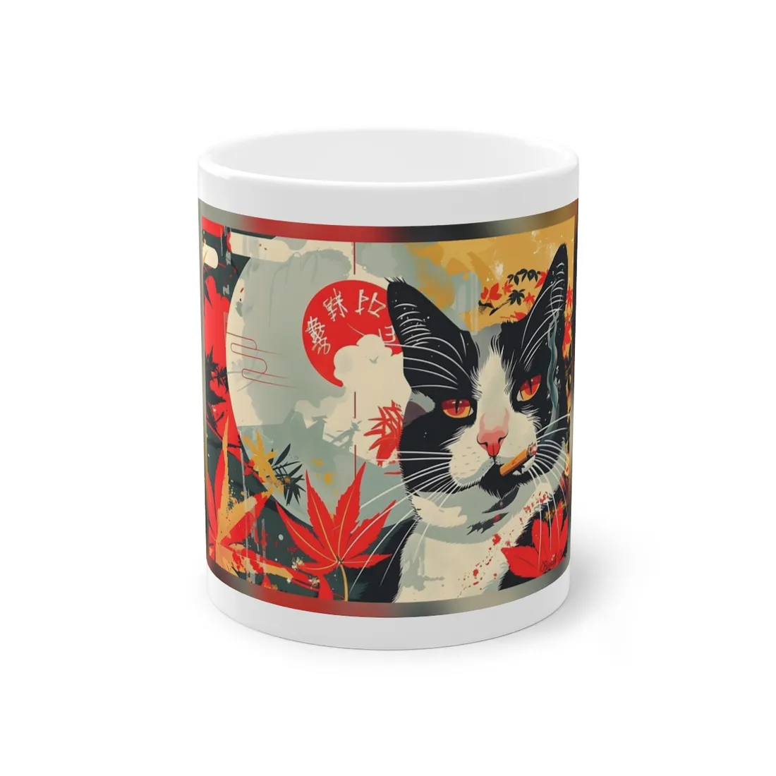 Realistic Tabby Cat with Cigarette: Unconventional Feline Fun - Mug