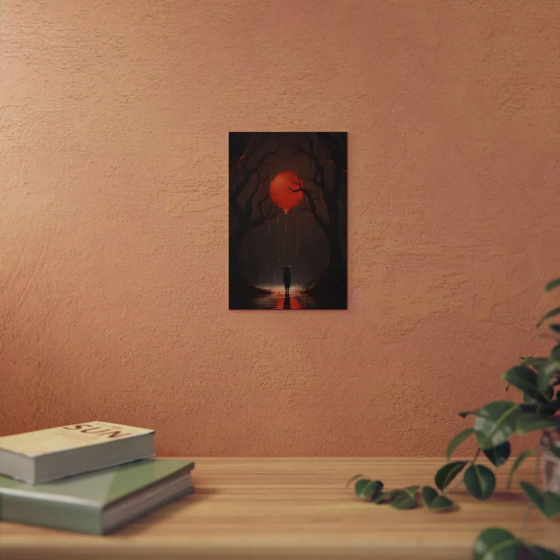 Red Balloon on the Dark Branch: Eerie Fantasy - Metal Poster