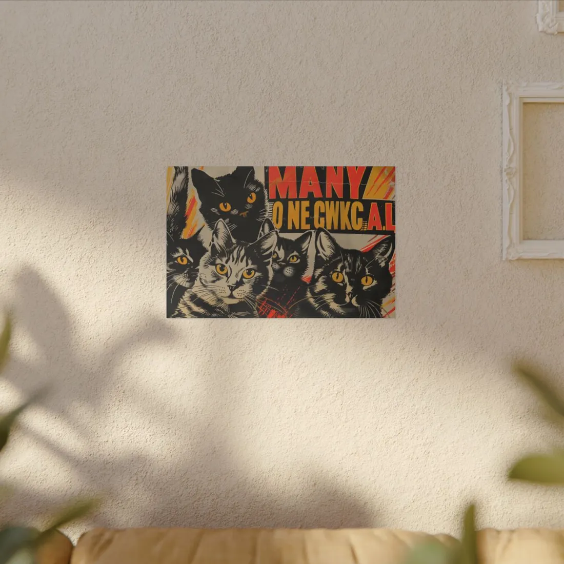 Red Cats in Soviet Motion: A Playful Poster Art - Canvas