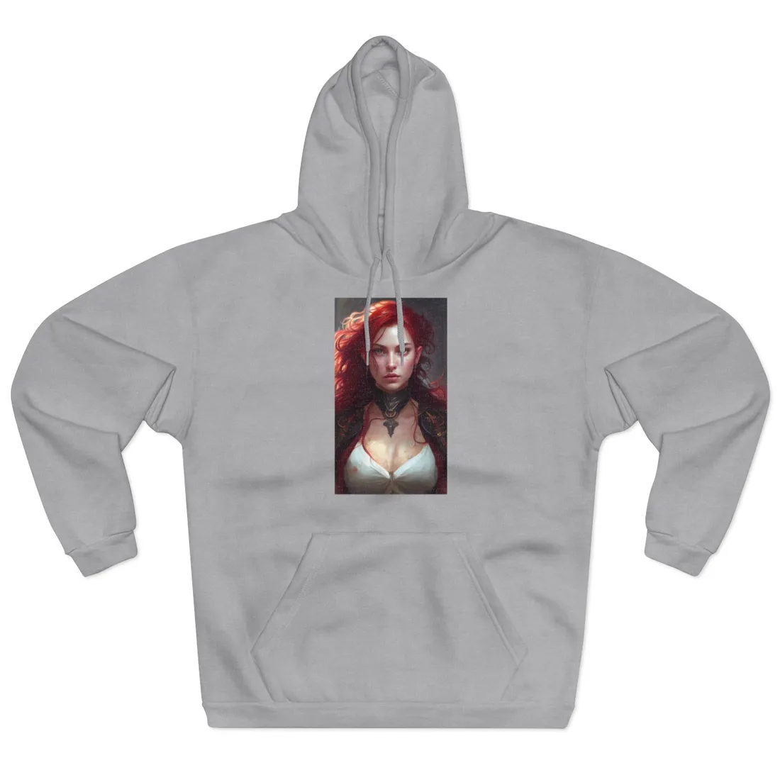 Red Hair Beauty: Elegant Woman in Black - Hoodie