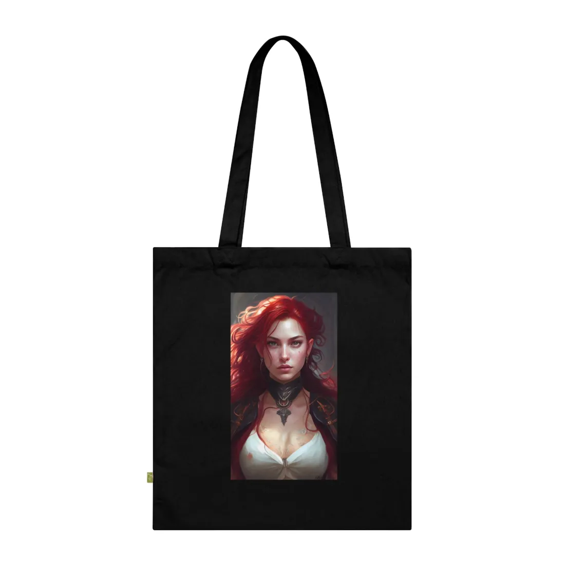 Red Hair Beauty: Elegant Woman in Black - Tote Bag