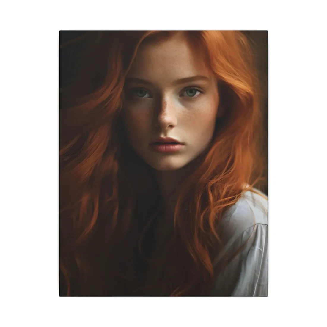 Red Hair Candid Portrait: Natural Light Photo Art - Canvas