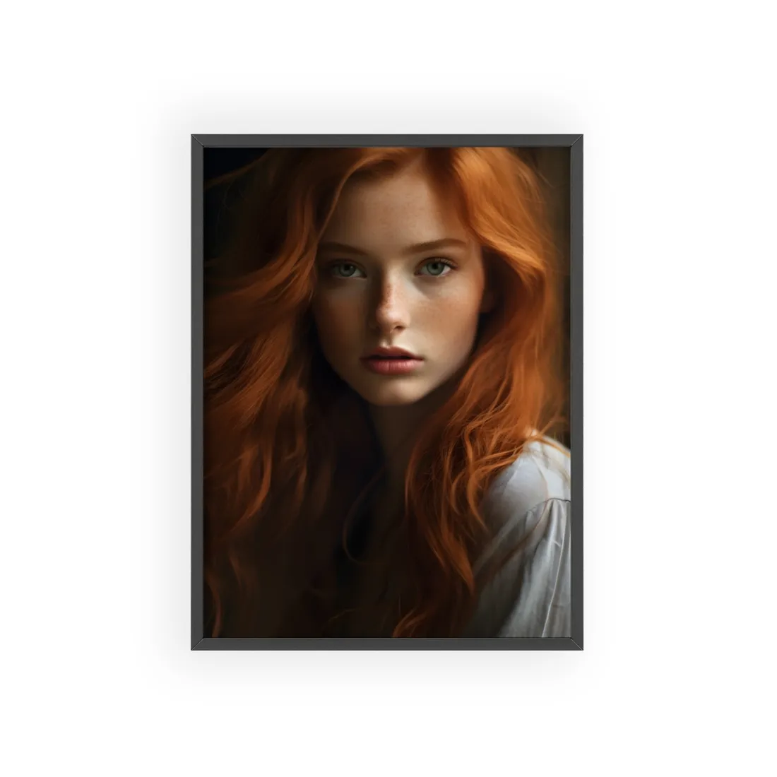 Red Hair Candid Portrait: Natural Light Photo Art - Framed Poster