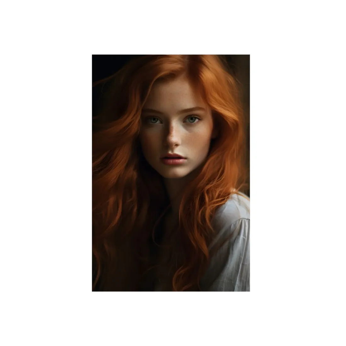 Red Hair Candid Portrait: Natural Light Photo Art - Metal Poster
