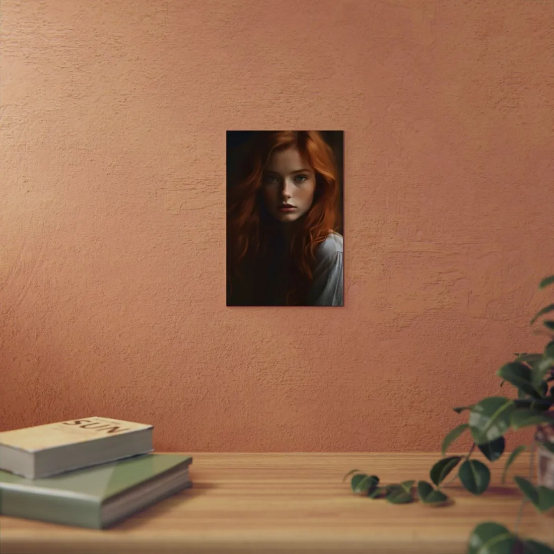 Red Hair Candid Portrait: Natural Light Photo Art - Metal Poster