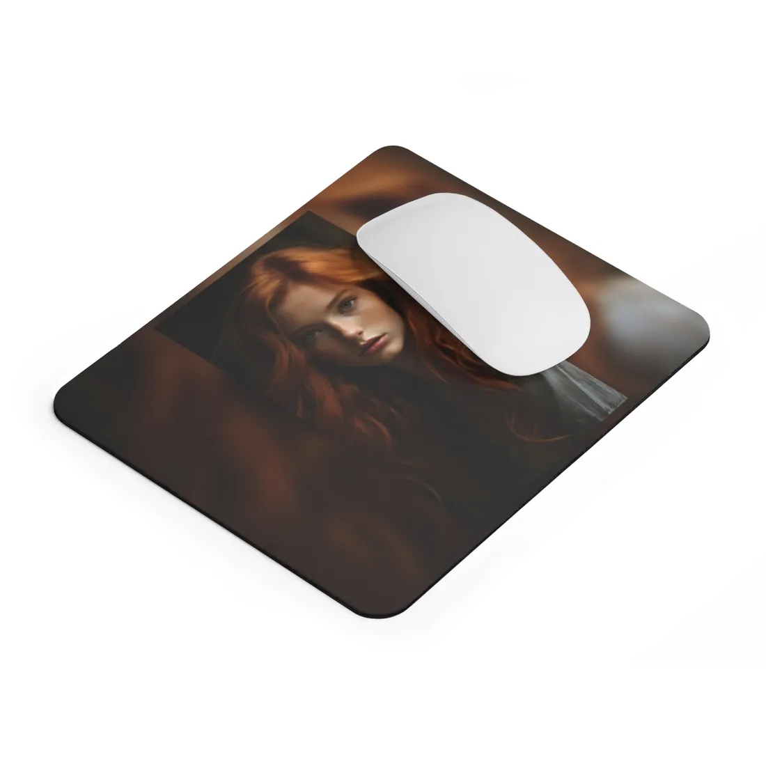 Red Hair Candid Portrait: Natural Light Photo Art - Mouse Pad