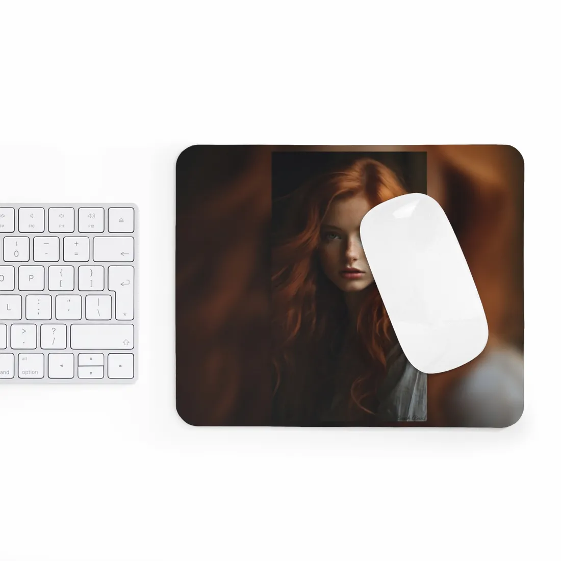 Red Hair Candid Portrait: Natural Light Photo Art - Mouse Pad