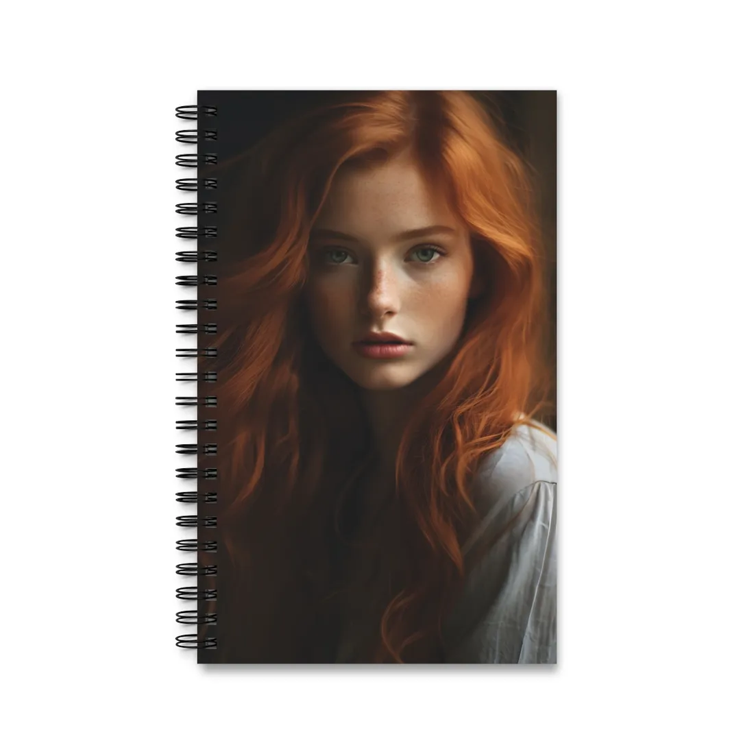 Red Hair Candid Portrait: Natural Light Photo Art - Spiral Notebook
