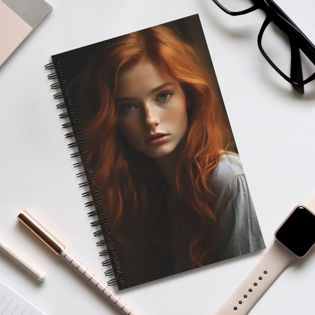 Red Hair Candid Portrait: Natural Light Photo Art - Spiral Notebook