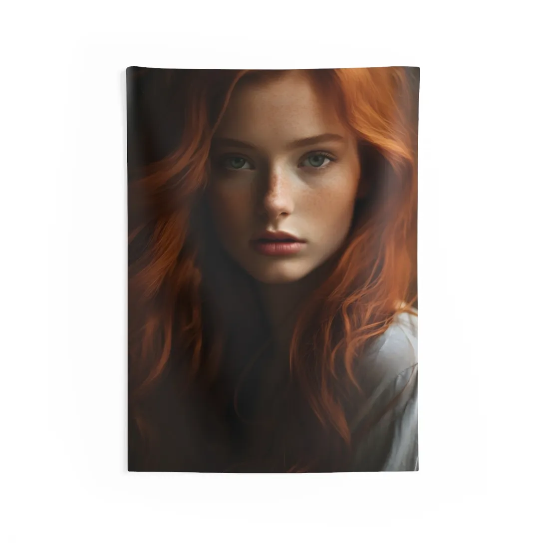Red Hair Candid Portrait: Natural Light Photo Art - Wall Tapestry