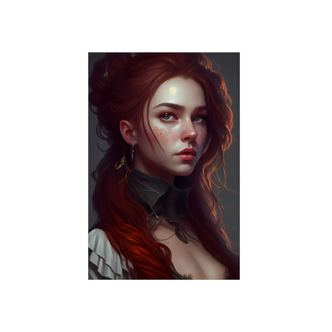 Red Hair Portrait: Dark Formal Attire - Metal Poster