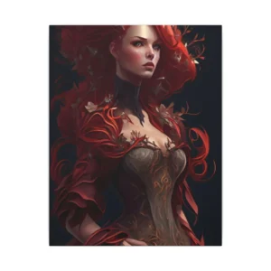 Redhead Woman with Leaves Canvas Print