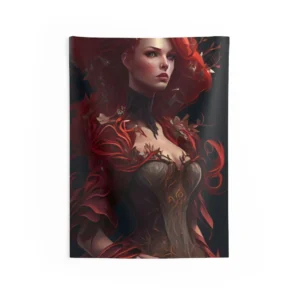 Redhead Woman with Leaves Wall Tapestry