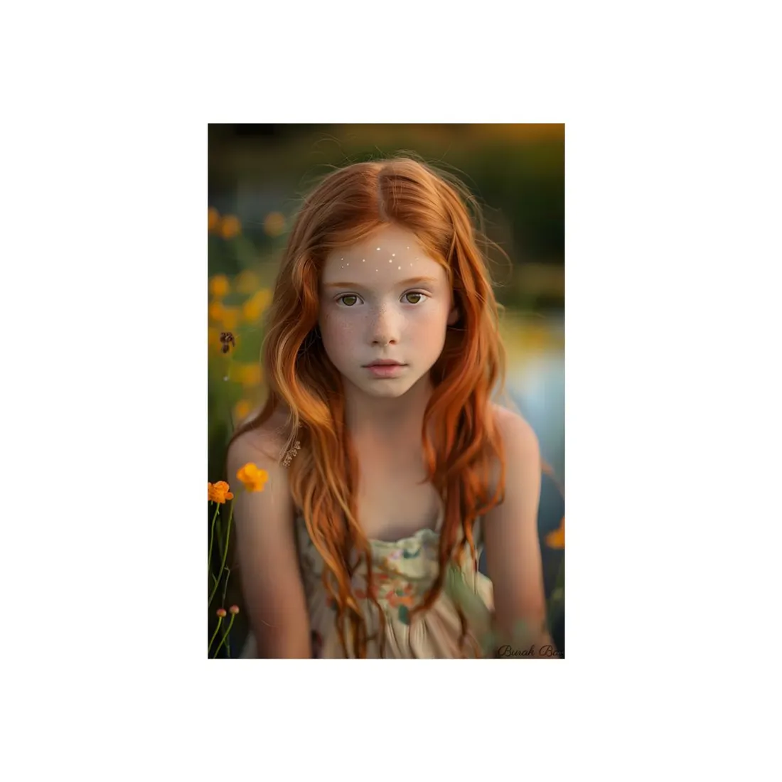 Red Hair Portrait: Girl Outdoors in Daylight - Metal Poster