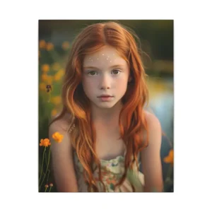 Red-Haired Girl in Meadow Canvas Print