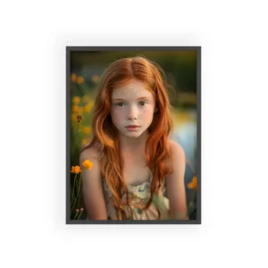 Red-Haired Girl in Meadow Framed Poster