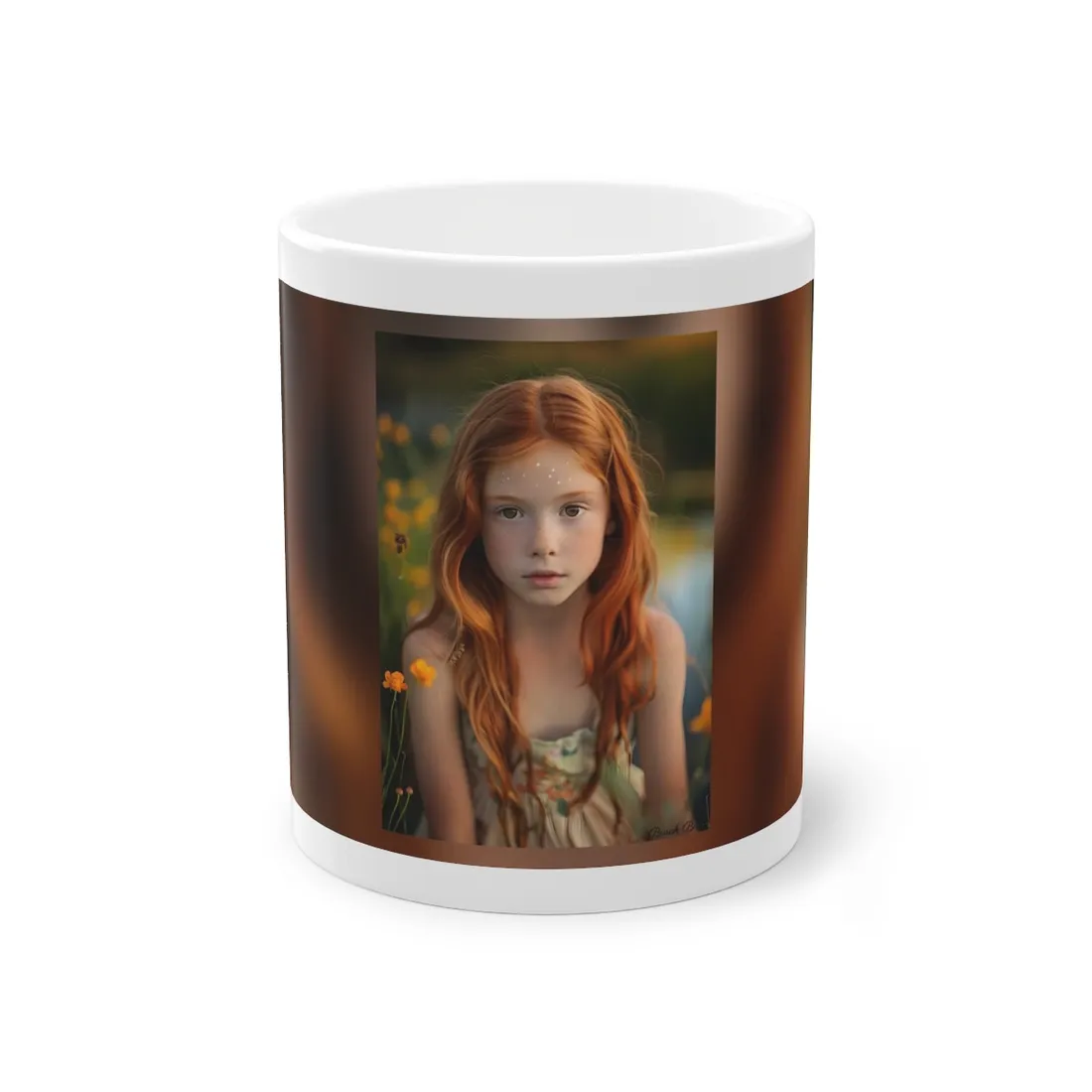 Red Hair, Sparkling Style: Confident Girl in Silver Shine - Mug