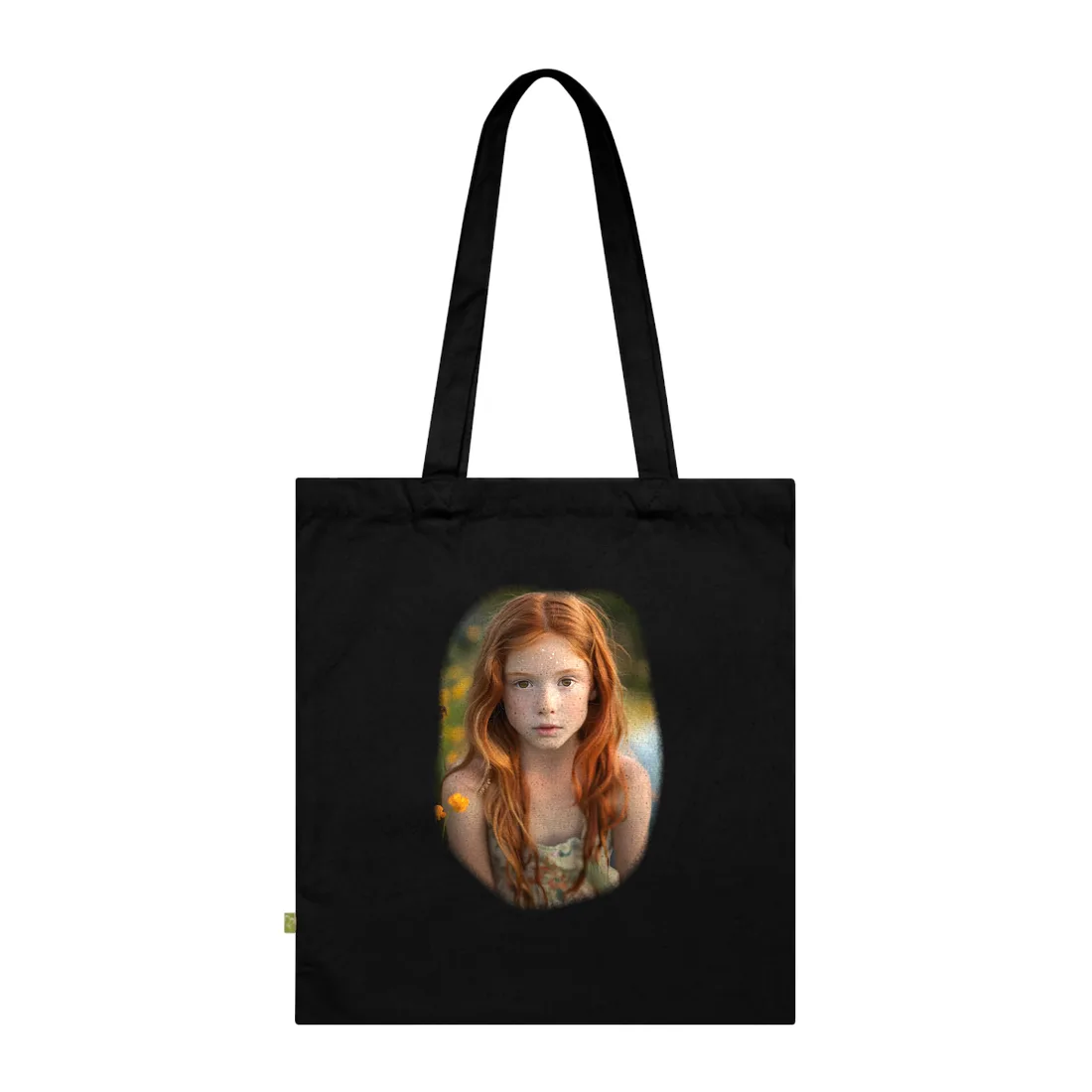 Red Hair, Sparkling Style: Confident Girl in Silver Shine - Tote Bag (Black)