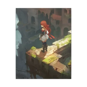 Girl on Mossy Ruined Ledge Canvas Print