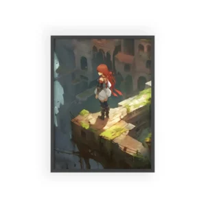 Girl on Mossy Ruined Ledge Framed Poster