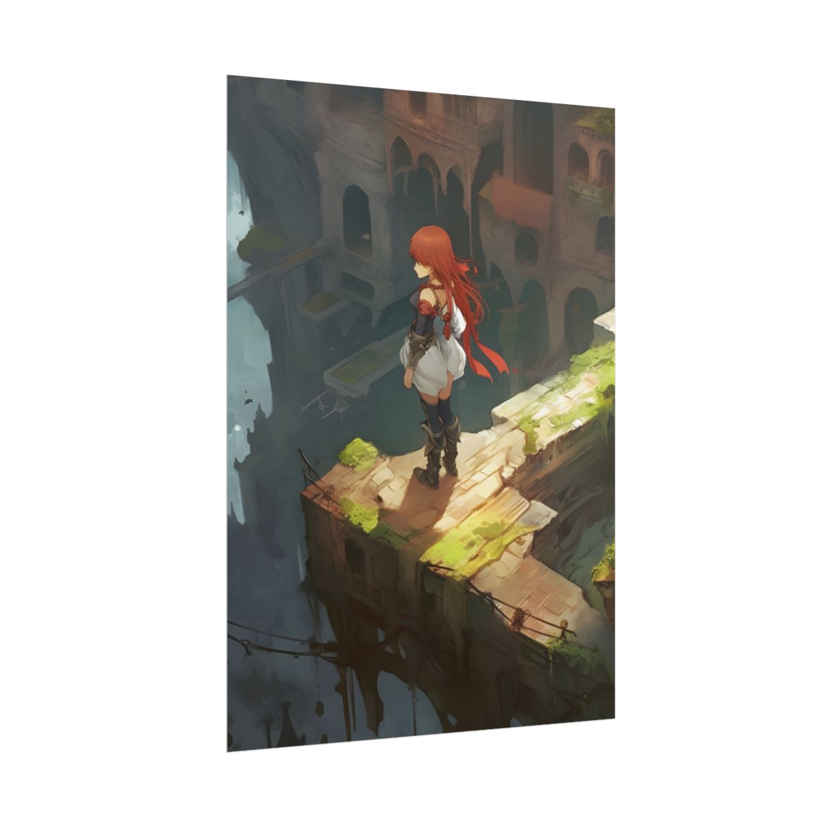 Red-Haired Anime Action: Dynamic Female Hero Art - Poster