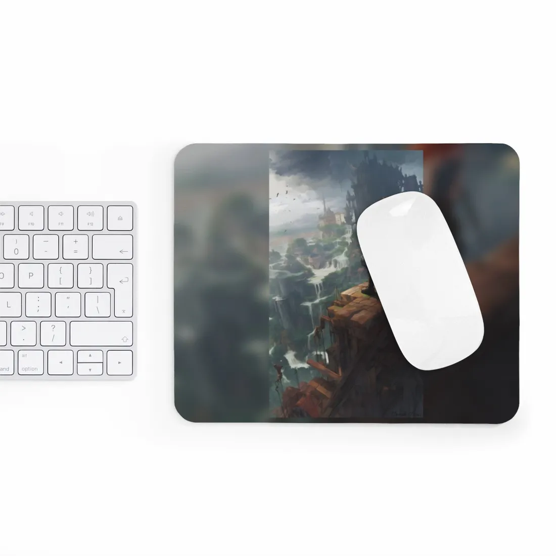 Red Haired Anime Female: Dynamic Birds Eye View - Mouse Pad