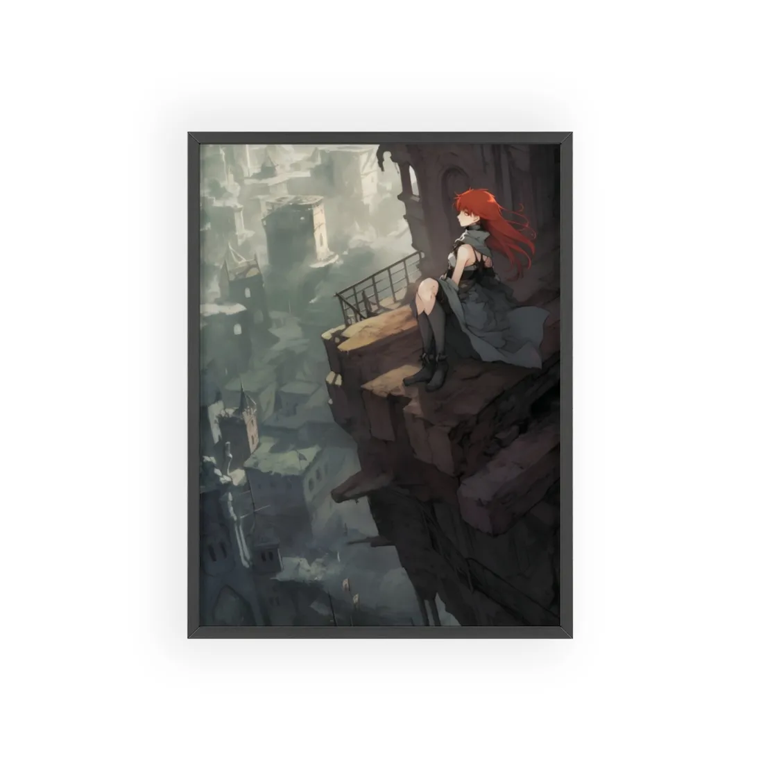 Red-Haired Female: Dramatic Bird's Eye View - Framed Poster