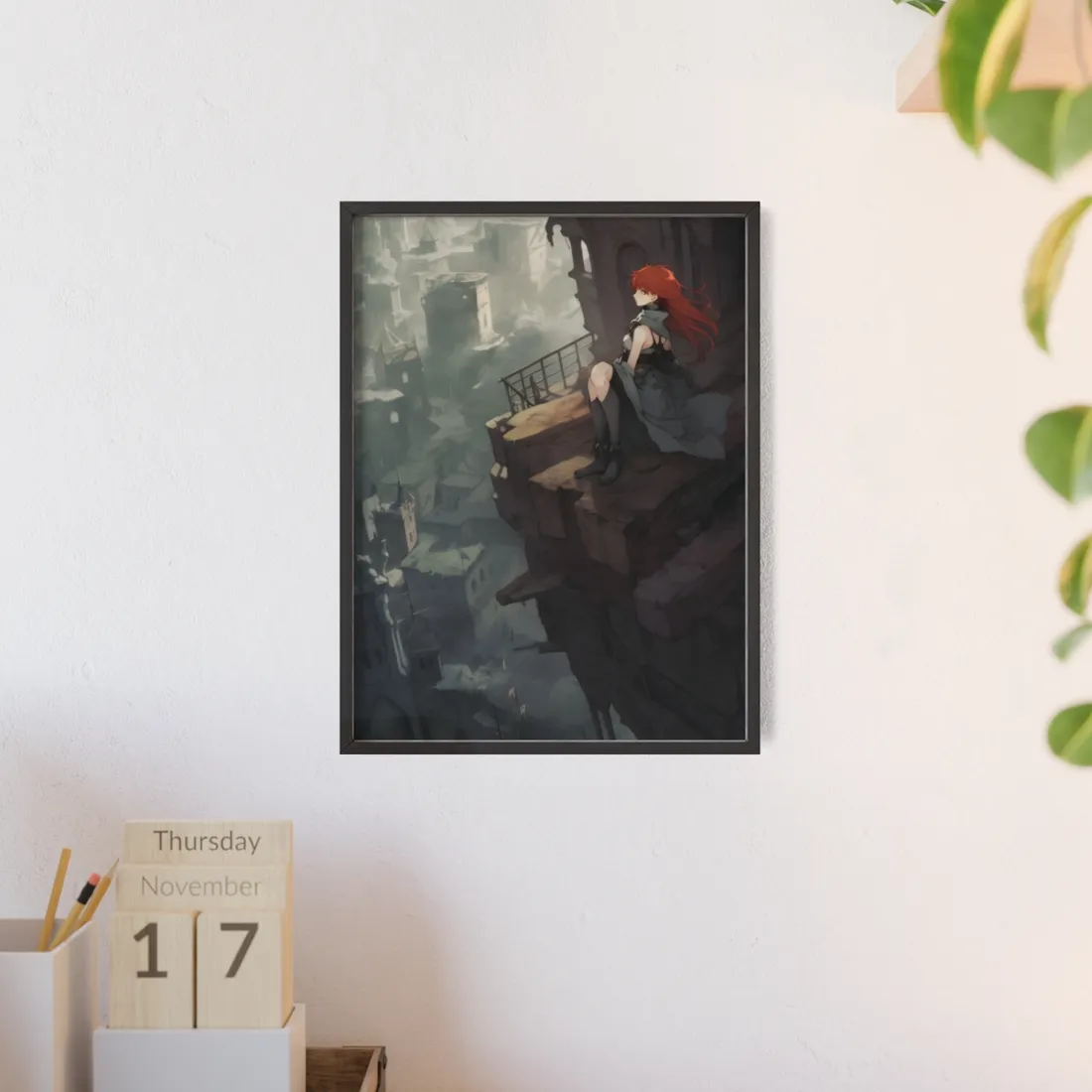 Red-Haired Female: Dramatic Bird's Eye View - Framed Poster