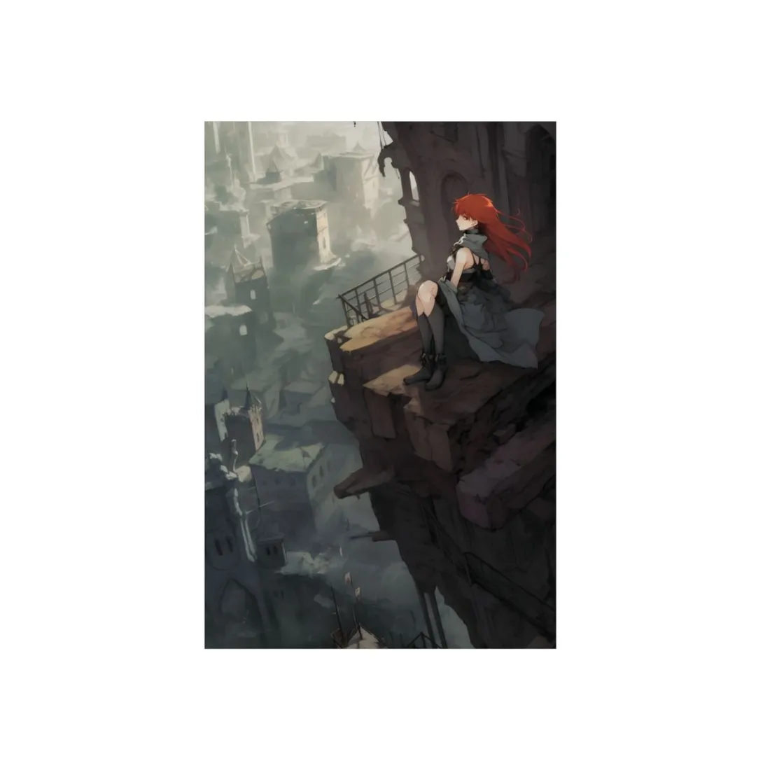 Red-Haired Female: Dramatic Bird's Eye View - Metal Poster