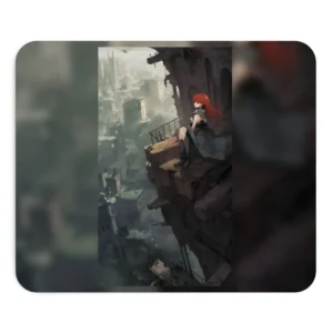 Red-Haired Girl Overlooking City Mouse Pad
