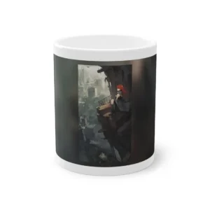 Red-Haired Girl Overlooking City Mug