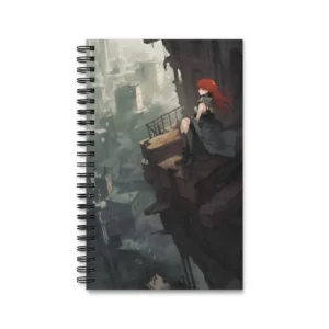 Red-Haired Girl Overlooking City Spiral Notebook