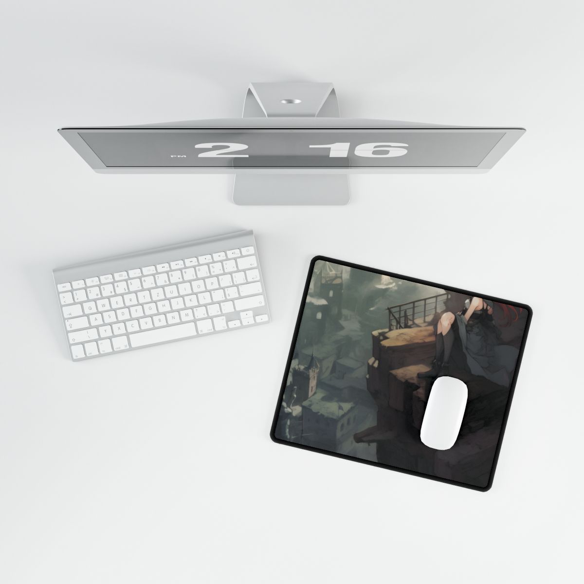 Red-Haired Female: Dramatic Bird's Eye View Artwork - Desk Mat